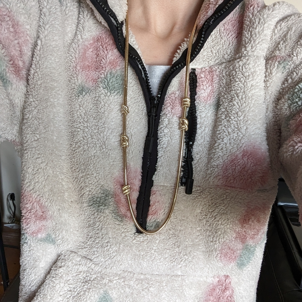 Long Gold Necklace with Knots